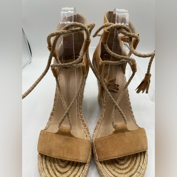 Joie Elegant Tan Espadrille Wedge Sandals, size 38 1/2 - Picture 6 of 9